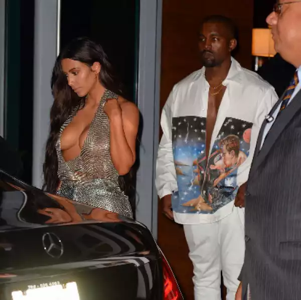 Photos: Kim K Flaunts Major Clevage As She Steps Out With Hubby, Kanye West To A Concert 